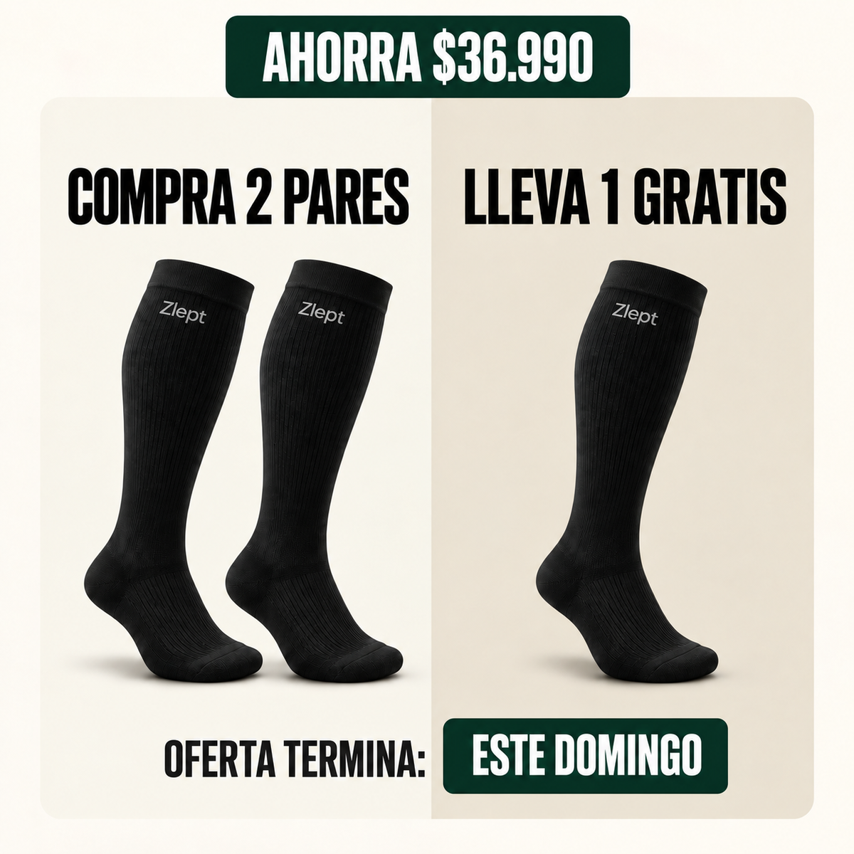 Compra 2 pares, lleva 2 gratis